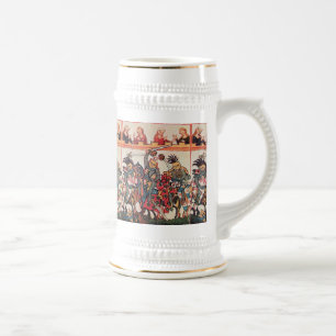 MEDIEVAL TOURNAMENT, FIGHTING KNIGHTS AND DAMSELS BEER STEIN