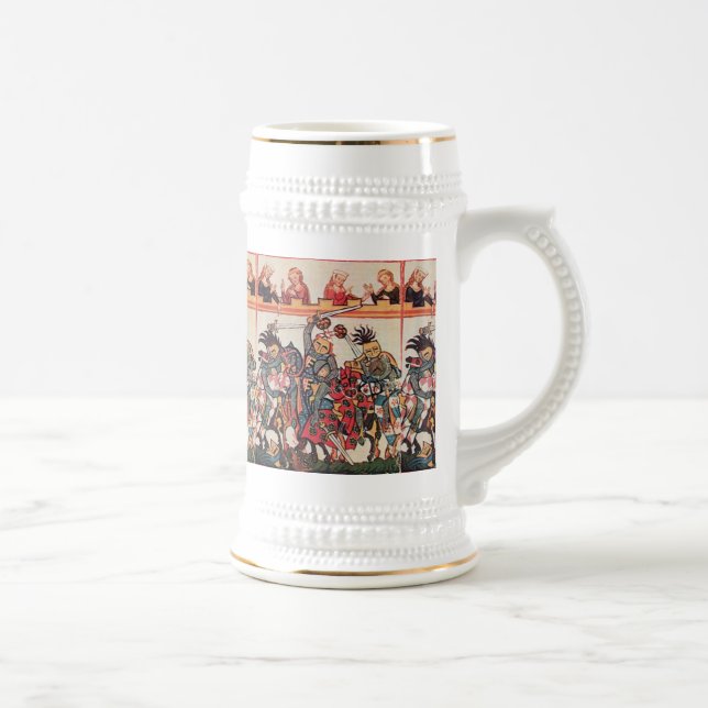 MEDIEVAL TOURNAMENT, FIGHTING KNIGHTS AND DAMSELS BEER STEIN (Right)