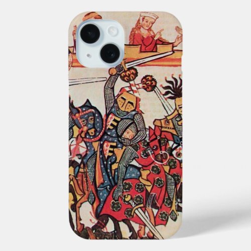 MEDIEVAL TOURNAMENT FIGHTING KNIGHTS AND DAMSELS iPhone 15 CASE