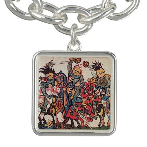 MEDIEVAL TOURNAMENT FIGHTING KNIGHTS AND DAMSELS CHARM BRACELET