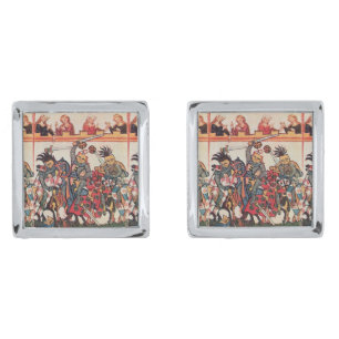 MEDIEVAL TOURNAMENT, FIGHTING KNIGHTS AND DAMSELS CUFFLINKS
