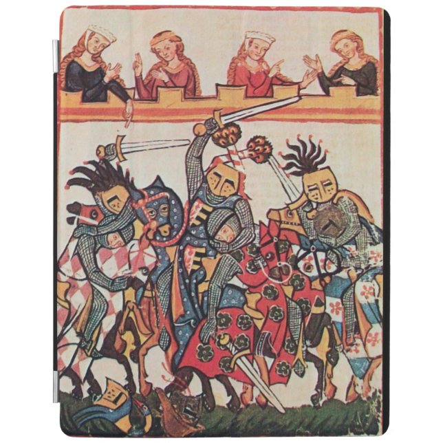 MEDIEVAL TOURNAMENT, FIGHTING KNIGHTS AND DAMSELS iPad SMART COVER (Front)