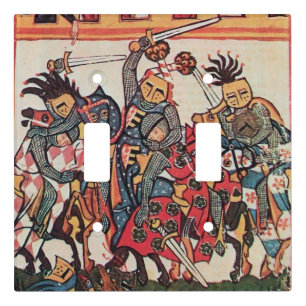 MEDIEVAL TOURNAMENT, FIGHTING KNIGHTS AND DAMSELS LIGHT SWITCH COVER