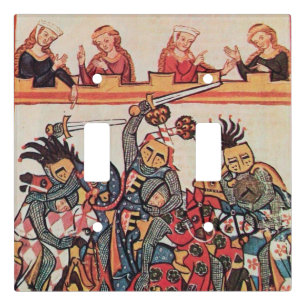 MEDIEVAL TOURNAMENT, FIGHTING KNIGHTS AND DAMSELS LIGHT SWITCH COVER