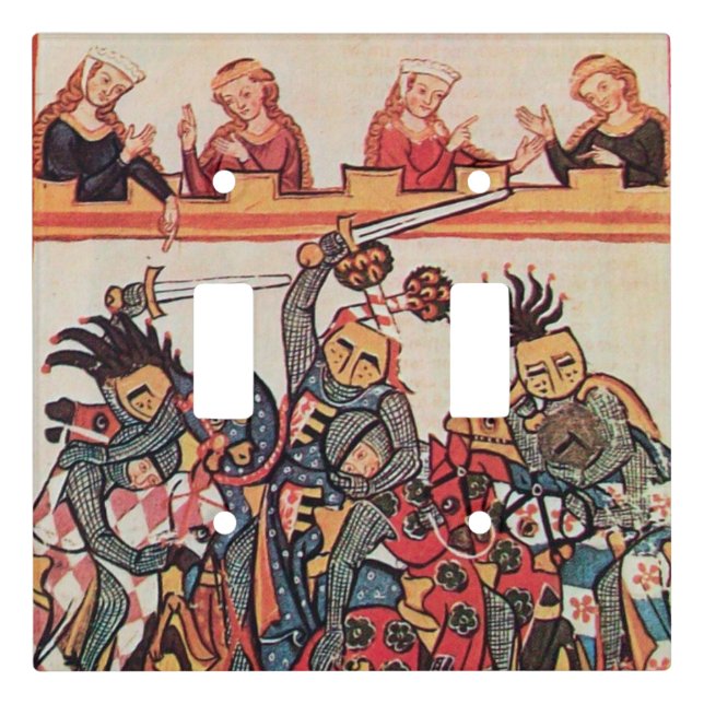 MEDIEVAL TOURNAMENT, FIGHTING KNIGHTS AND DAMSELS  LIGHT SWITCH COVER (Front)