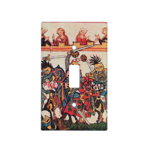 MEDIEVAL TOURNAMENT, FIGHTING KNIGHTS AND DAMSELS LIGHT SWITCH COVER
