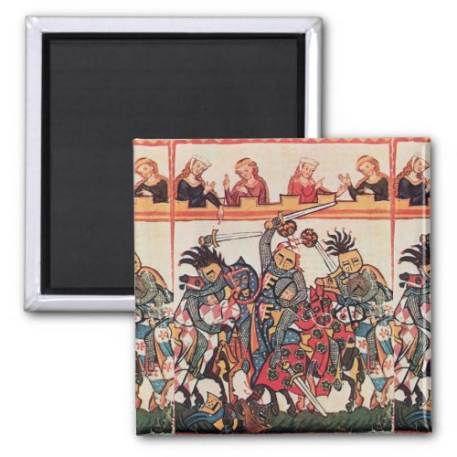 MEDIEVAL TOURNAMENT FIGHTING KNIGHTS AND DAMSELS MAGNET