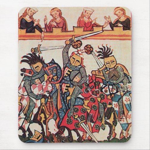 MEDIEVAL TOURNAMENT FIGHTING KNIGHTS AND DAMSELS MOUSE PAD