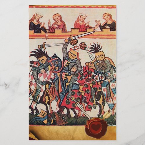 MEDIEVAL TOURNAMENT FIGHTING KNIGHTS AND DAMSELS STATIONERY