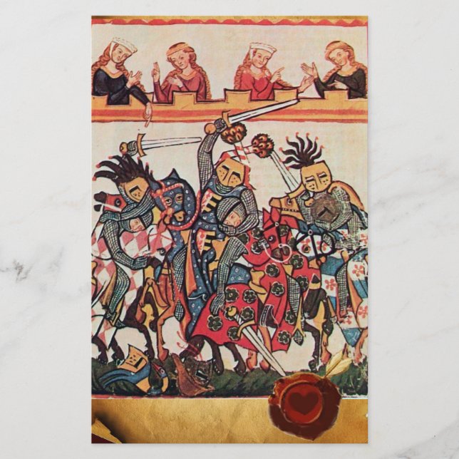 MEDIEVAL TOURNAMENT, FIGHTING KNIGHTS AND DAMSELS STATIONERY (Front)