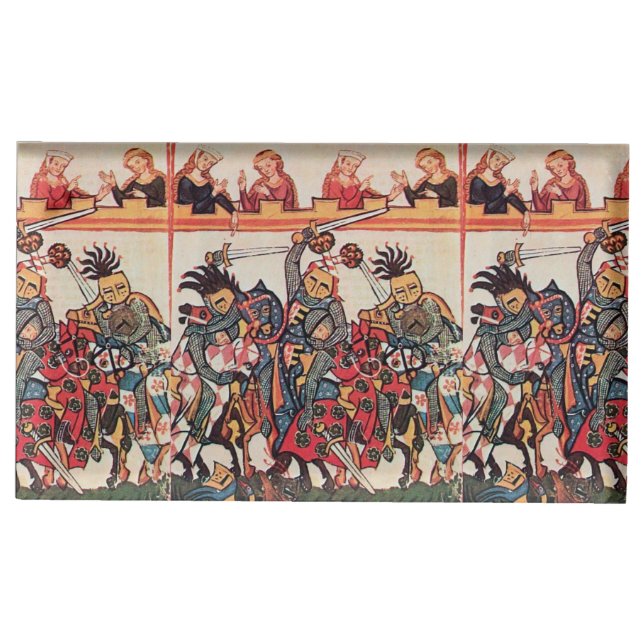 MEDIEVAL TOURNAMENT, FIGHTING KNIGHTS AND DAMSELS TABLE CARD HOLDER (Front)
