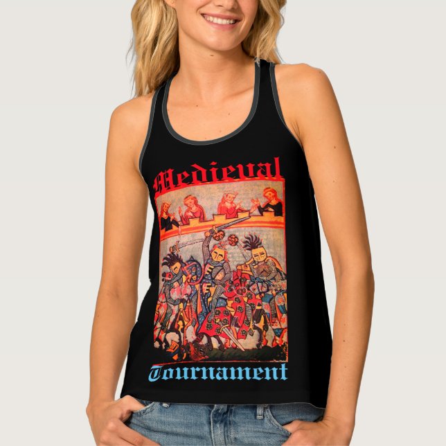 MEDIEVAL TOURNAMENT, FIGHTING KNIGHTS AND DAMSELS  TANK TOP (Front)