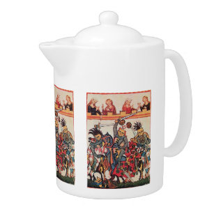 MEDIEVAL TOURNAMENT, FIGHTING KNIGHTS AND DAMSELS TEAPOT