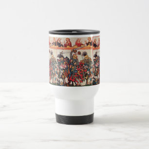 MEDIEVAL TOURNAMENT, FIGHTING KNIGHTS AND DAMSELS TRAVEL MUG