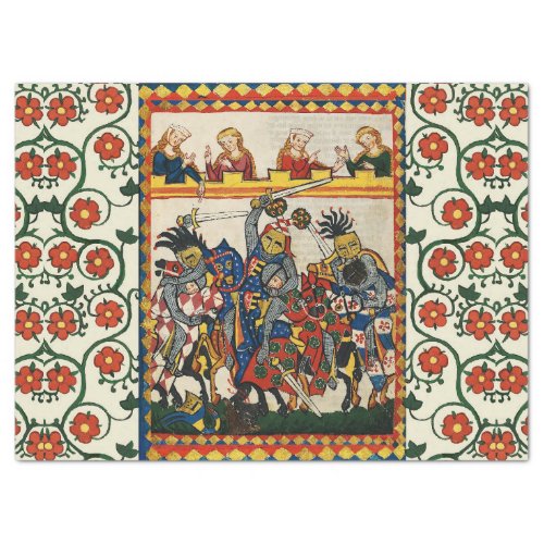 MEDIEVAL TOURNAMENT FIGHTING KNIGHTS DAMSELS  TISSUE PAPER