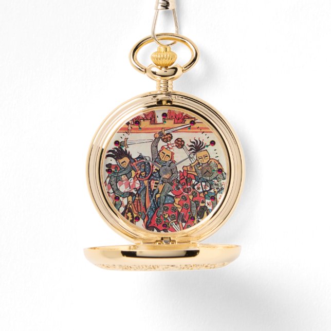 MEDIEVAL TOURNAMENT, FIGHTING KNIGHTS Miniature Watch (Front)
