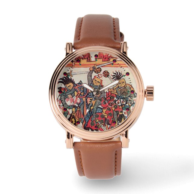 MEDIEVAL TOURNAMENT, FIGHTING KNIGHTS Miniature Watch (Front)