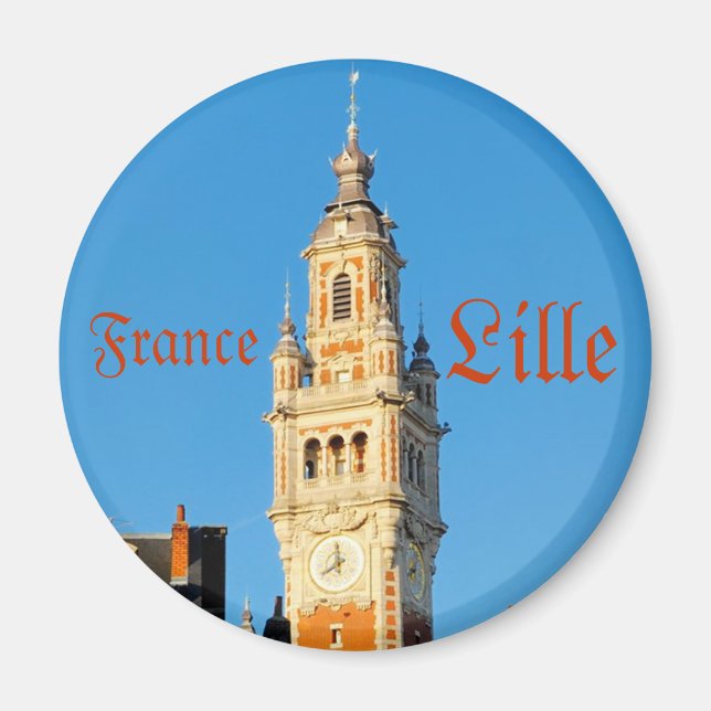 Medieval tower in Lille, France travel souvenir Magnet (Front)