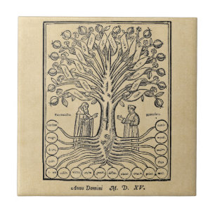 Medieval Tree of the Sciences Ceramic Tile