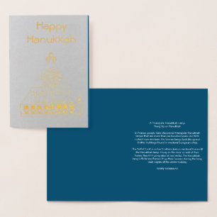 Medieval Triangular Hanukkah Lamp Foil Card