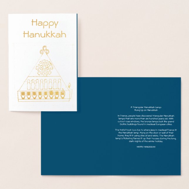 Medieval Triangular Hanukkah Lamp Foil Card (Display)