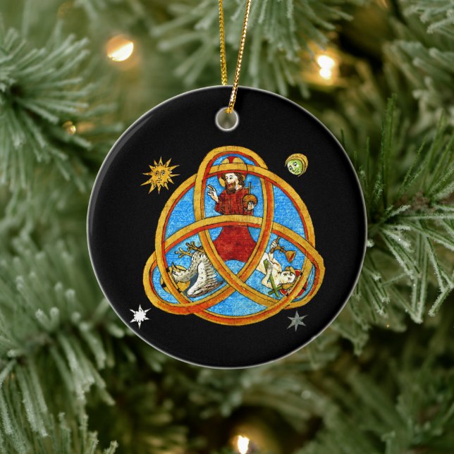 Medieval Trinity God, Jesus & Holy Spirit Ceramic Ornament (Tree)