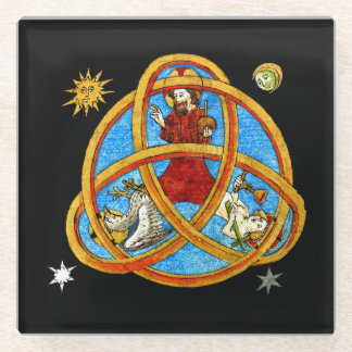 Medieval Trinity God, Jesus & Holy Spirit Glass Coaster