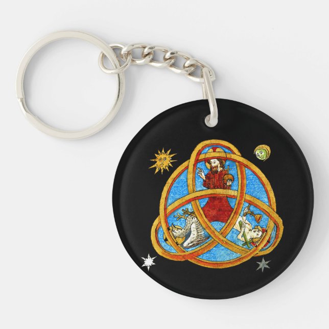 Medieval Trinity God, Jesus & Holy Spirit Keychain (Front)