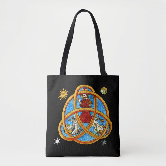Medieval Trinity God, Jesus & Holy Spirit Tote Bag (Front)