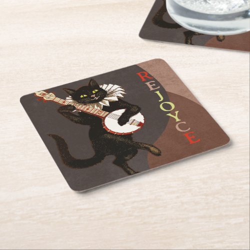 Medieval Troubadourian Tom Cat  Square Paper Coaster