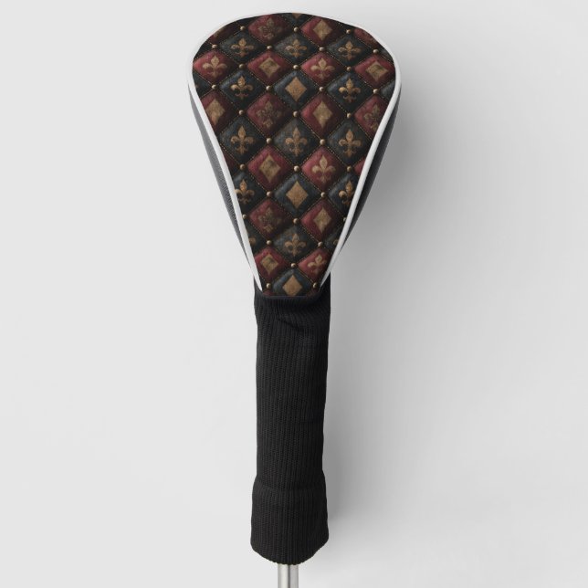 Medieval Tufted Fleur-de-Lis Harlequin Pattern (1) Golf Head Cover (Front)