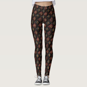 Medieval Tufted Fleur-de-Lis Harlequin Pattern (1) Leggings