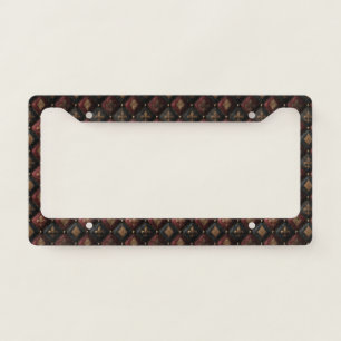 Medieval Tufted Fleur-de-Lis Harlequin Pattern (1) License Plate Frame