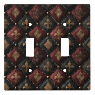 Medieval Tufted Fleur-de-Lis Harlequin Pattern (1) Light Switch Cover