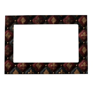 Medieval Tufted Fleur-de-Lis Harlequin Pattern (1) Magnetic Frame