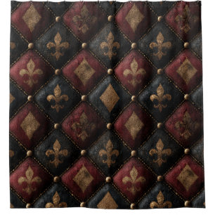 Medieval Tufted Fleur-de-Lis Harlequin Pattern (1) Shower Curtain