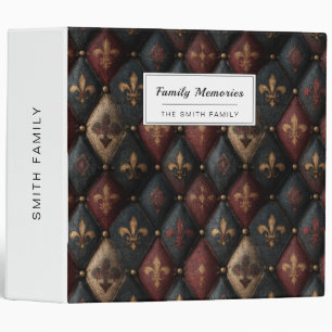 Medieval Tufted Fleur-de-Lis Harlequin Pattern (2) 3 Ring Binder