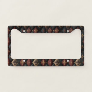 Medieval Tufted Fleur-de-Lis Harlequin Pattern (2) License Plate Frame