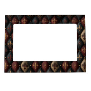 Medieval Tufted Fleur-de-Lis Harlequin Pattern (2) Magnetic Frame