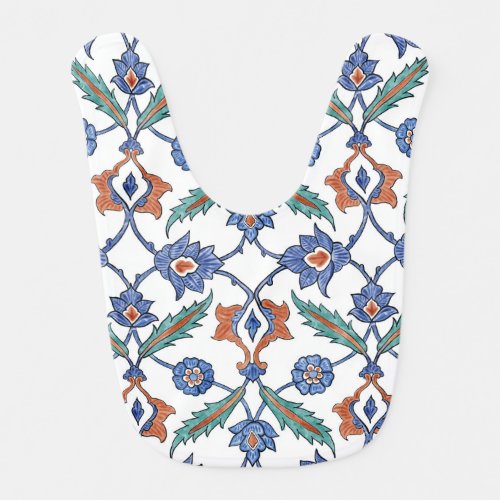 Medieval Turkish Tiles Floral Ornament Baby Bib