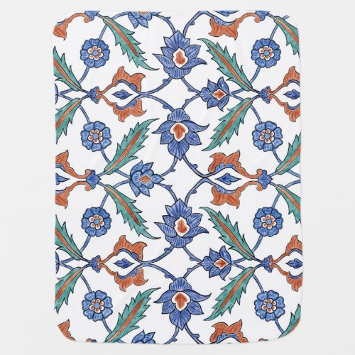 Medieval Turkish Tiles Floral Ornament Baby Blanket