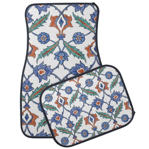 Medieval Turkish Tiles Floral Ornament Car Floor Mat