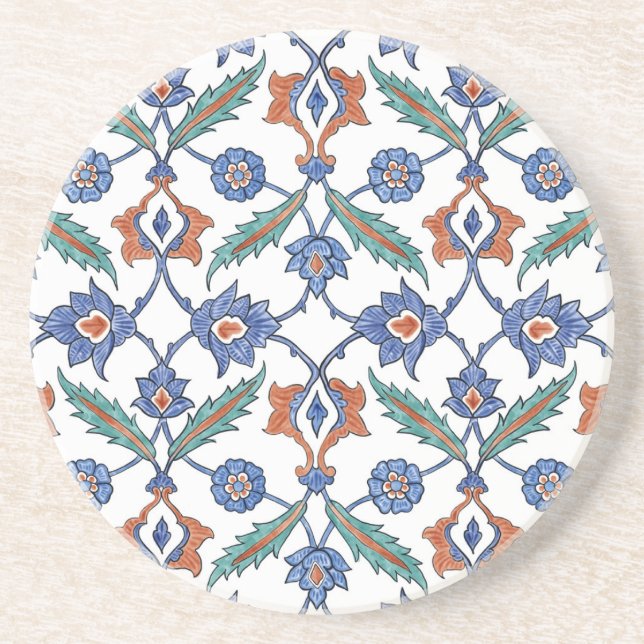 Medieval Turkish Tiles: Floral Ornament. Coaster (Front)