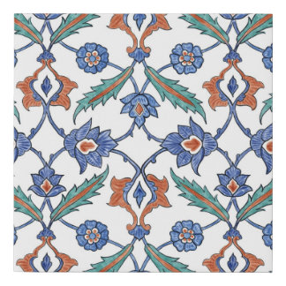 Medieval Turkish Tiles: Floral Ornament. Faux Canvas Print
