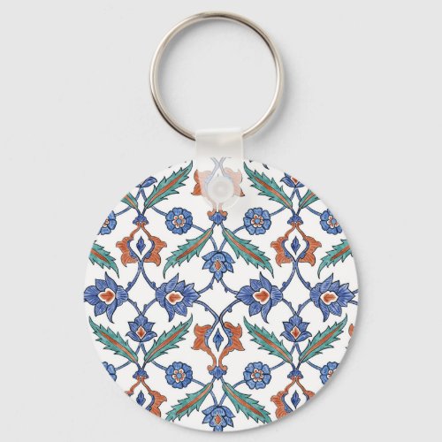 Medieval Turkish Tiles Floral Ornament Keychain