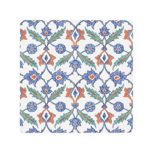 Medieval Turkish Tiles Floral Ornament Metal Print