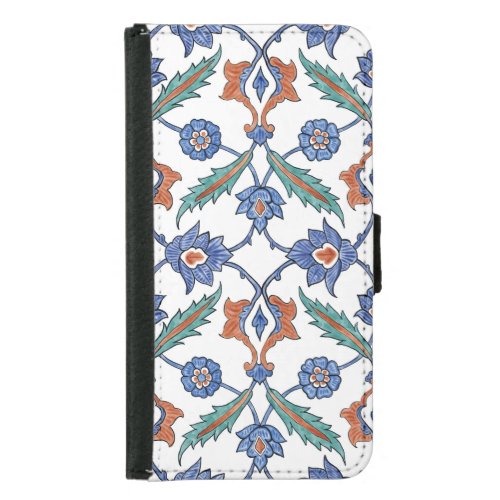 Medieval Turkish Tiles Floral Ornament Samsung Galaxy S5 Wallet Case