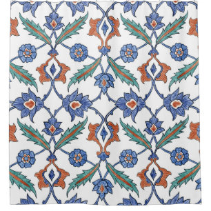 Medieval Turkish Tiles: Floral Ornament. Shower Curtain