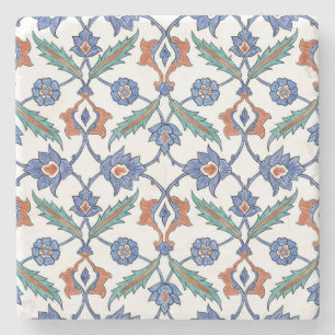 Medieval Turkish Tiles: Floral Ornament. Stone Coaster