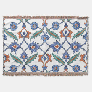 Medieval Turkish Tiles: Floral Ornament. Throw Blanket